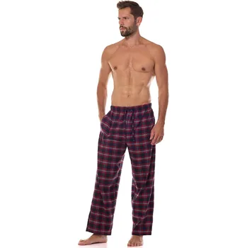 Pánské pyžamo L&L pyžamové kalhoty 2472 Ben flanel - granát, 3XL (Flanelové kalhoty pánské L&L)