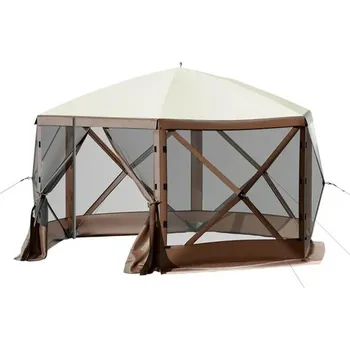 Stan TIMELESS TOOLS Kempingový stan pro 8 osob BÍLÁ|KAŠTANOVÁ