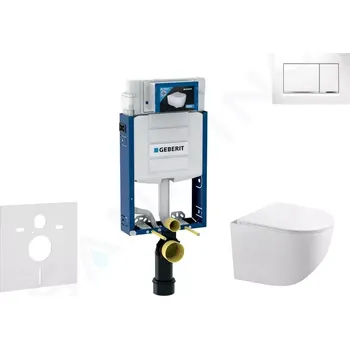 Splachovací tlačítko Geberit Kombifix Set předstěnové instalace, klozetu Gaia a sedátka softclose, tlačítko Sigma30, bílá/chrom, SANI15CA3115