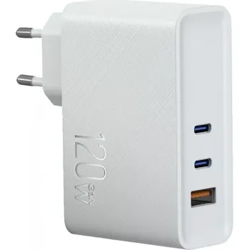 Mobilní telefon Nabíječka do sítě WG GaN 3xUSB 120W (1x USB-A + 2x USB-C), bílá