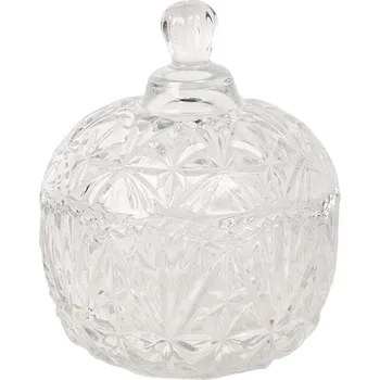 Dóza na potraviny Skleněná broušená dóza s poklopem - Ø 10*13 cm