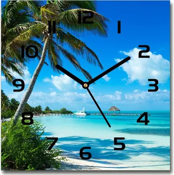 Hodiny Skleněné hodiny na stěnu Tropická pláž