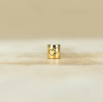 Dětské navlékací korálky Korálek Dvě srdce Barva: Zlatá