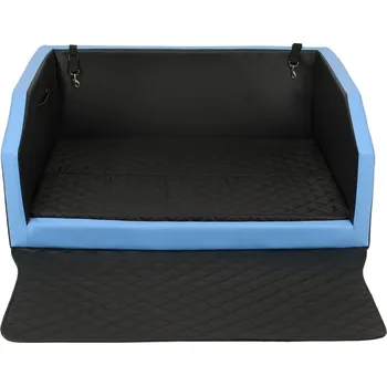 Pelíšek pro psa Ochranný potah pro psa 2v1 s matrací do auta-eko kůže 100x70 black blue