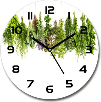 Hodiny Skleněné hodiny kulaté Bylinky na provázku