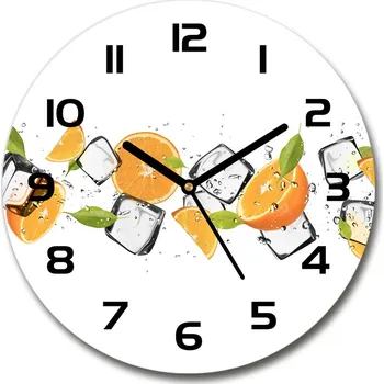 Hodiny Skleněné hodiny kulaté Pomeranče s ledem