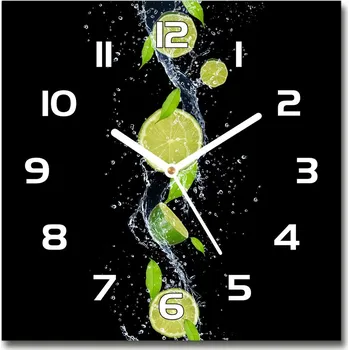 Hodiny Skleněné hodiny na stěnu Limetky a voda