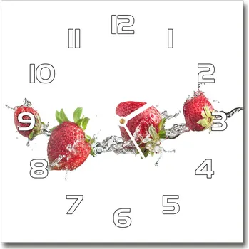 Hodiny Skleněné hodiny na stěnu Jahody a voda