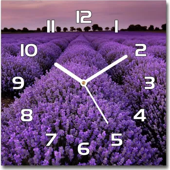 Hodiny Skleněné hodiny čtverec Pole levandule