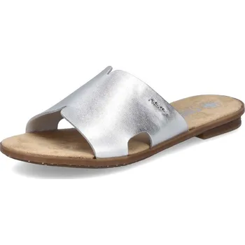 Dámské pantofle Dámské nazouváky RIEKER 64282-90 stříbrná S5 40