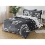 XPOSE® Mikroplyšové povlečení PAMPELIŠKY DUO Exclusive - šedé/bílé 140x200 cm, 70x90 cm, Mikroplyš + Prodloužená možnost vrácení zboží do 50 dnů