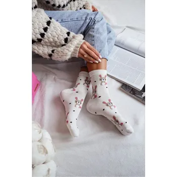 Dámské ponožky Milena ponožky 0200-158 - králíci a tečky - sv. modrá, 37-41