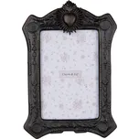 Černý fotorámaček zdobený srdcem - 15*3*22 cm / 10*15 cm