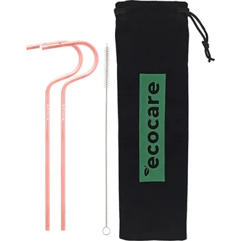 ECOCARE Ekologická kovová brčka Růžová 2 ks