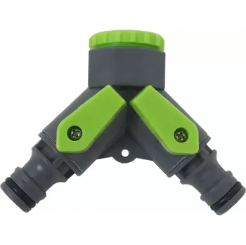 TOPTRADE rozdvojka s ventily, 3/4“ na 2 rychlospojky