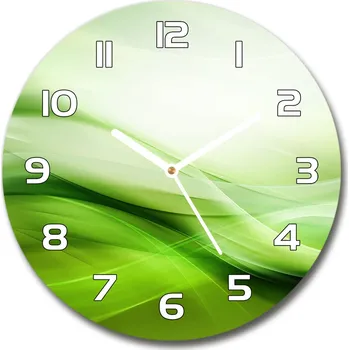 Hodiny Skleněné hodiny na stěnu Zelené vlny pozadí