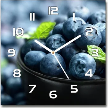 Hodiny Skleněné nástěnné hodiny čtverec Borůvky