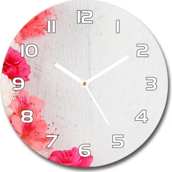 Hodiny Skleněné nástěnné hodiny kulaté Květiny