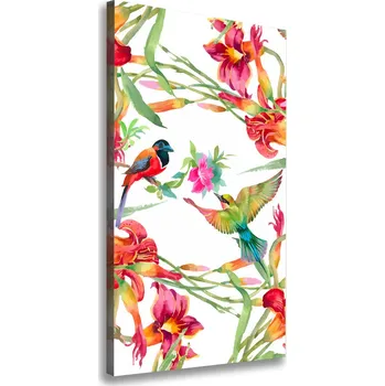 Obraz Vertikální Foto obraz na plátně Ptáci a květiny