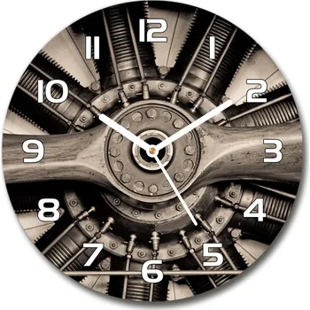 Hodiny Skleněné hodiny kulaté Motor letadla