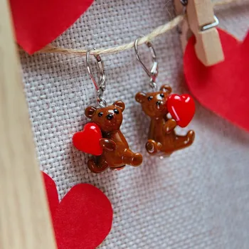 Náušnice Lampglas Náušnice Teddy Bear Love-Brown z perel Lampglas Materiál zapínání náušnic: rhodiované stříbro Ag 925/1000