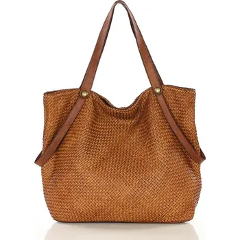 Kabelka GENUINE LEATHER Kožená kabelka přes rameno Mazzini MM244 camel