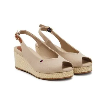 Dámské sandále Sandály Tommy Hilfiger Flag Mid Wedge Espad Slingback FW0FW08595 Béžová 41