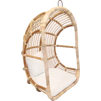 Ratanová závěsná klec přírodní světlá s polstrem