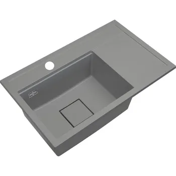 Granitový dřez Gamma Quadro 8151, 1-komorový granitový dřez 800x500x220 mm, šedá, GMA-ZLE000188