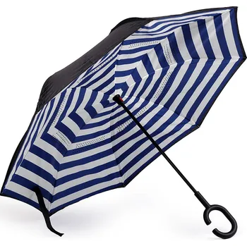 Deštník Obrácený deštník dvouvrstvý, barva 6 modrá proužky