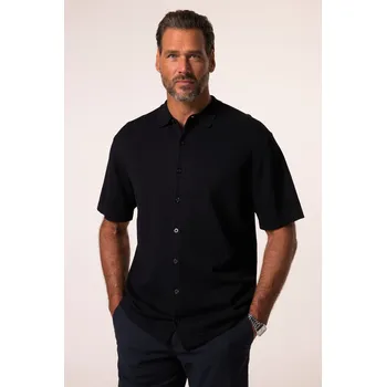 Pánská košile JP1880, Plus size Košile JP1880, jemný úplet, FLEXNAMIC® , kolekce Business, krátké rukávy, Kent límeček, Modern střih, Easy Care, do 7XL pro plnoštíhlé nadměrná velikost, 835981130-1456, modrý, 7XL, Plus size oblečení, Oblečení pro vysoké muže, Nadměrné 