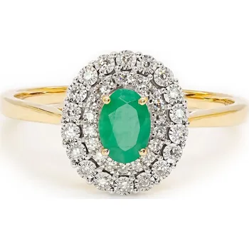 Prsten Zlatý prsten se smaragdem a diamanty RR538EMY16