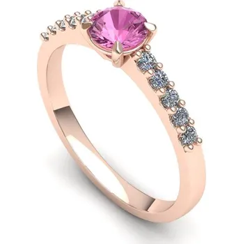 Prsten Prsten s růžovým safírem a diamanty PK21007 Materiál: Červené zlato 14kt, Velikost: 68