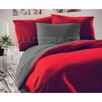 Povlečení Povlečení Moly červené/šedé - 200x140 cm + 90x70 cm