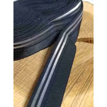 Textilní guma Lemovací pruženka půlená šíře 20 mm barva černo stříbrná