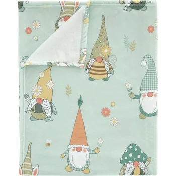 deka Světle zelená deka s velikonočním motivem z mikroplyše 130x170 cm Spring Gonks – Catherine Lansfield ID_1747558