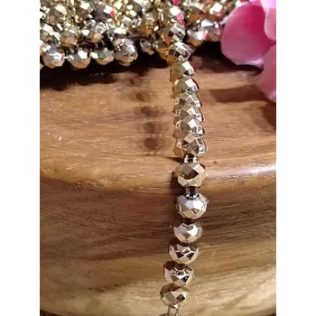 Krajka Borta broušené kamínky šíře 7 mm barva zlatá