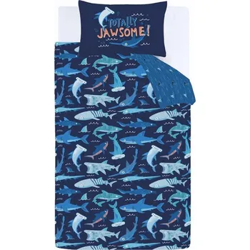 Povlečení Modré dětské povlečení na jednolůžko 135x200 cm Jawsome Shark – Catherine Lansfield ID_1747488
