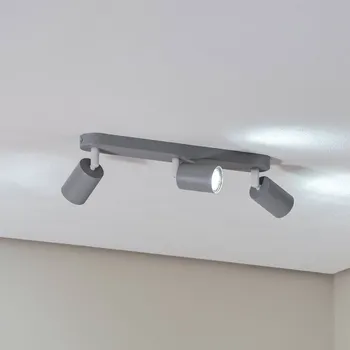 Lampička TK Lighting Stropní bodové světlo Livia, šedé, 52 cm, 3-bodové, kov, GU10 šedý 3 x 10 W LED - Doprava zdarma