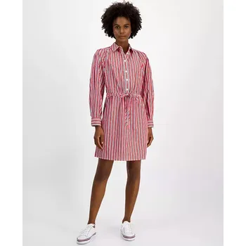 Dámské šaty Tommy Hilfiger dámské šaty Cotton Striped červená XL