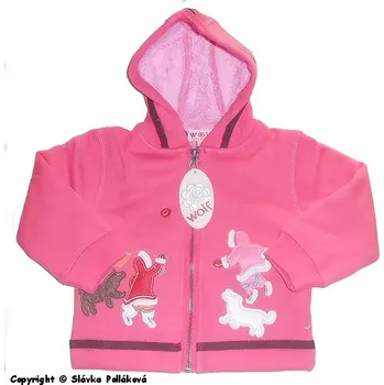 Dívčí mikina Kojenecká mikina s kožíškem Wolf M2361 Světle růžová, vel. 74