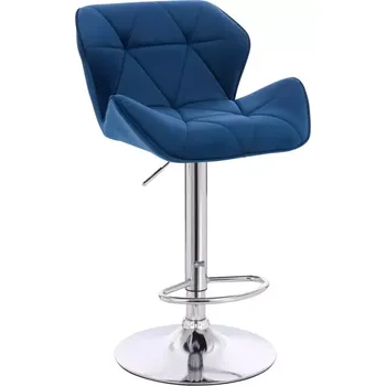 Barová židle LuxuryForm DESIGN Barová židle MILANO VELUR na stříbrném talíři - modrá