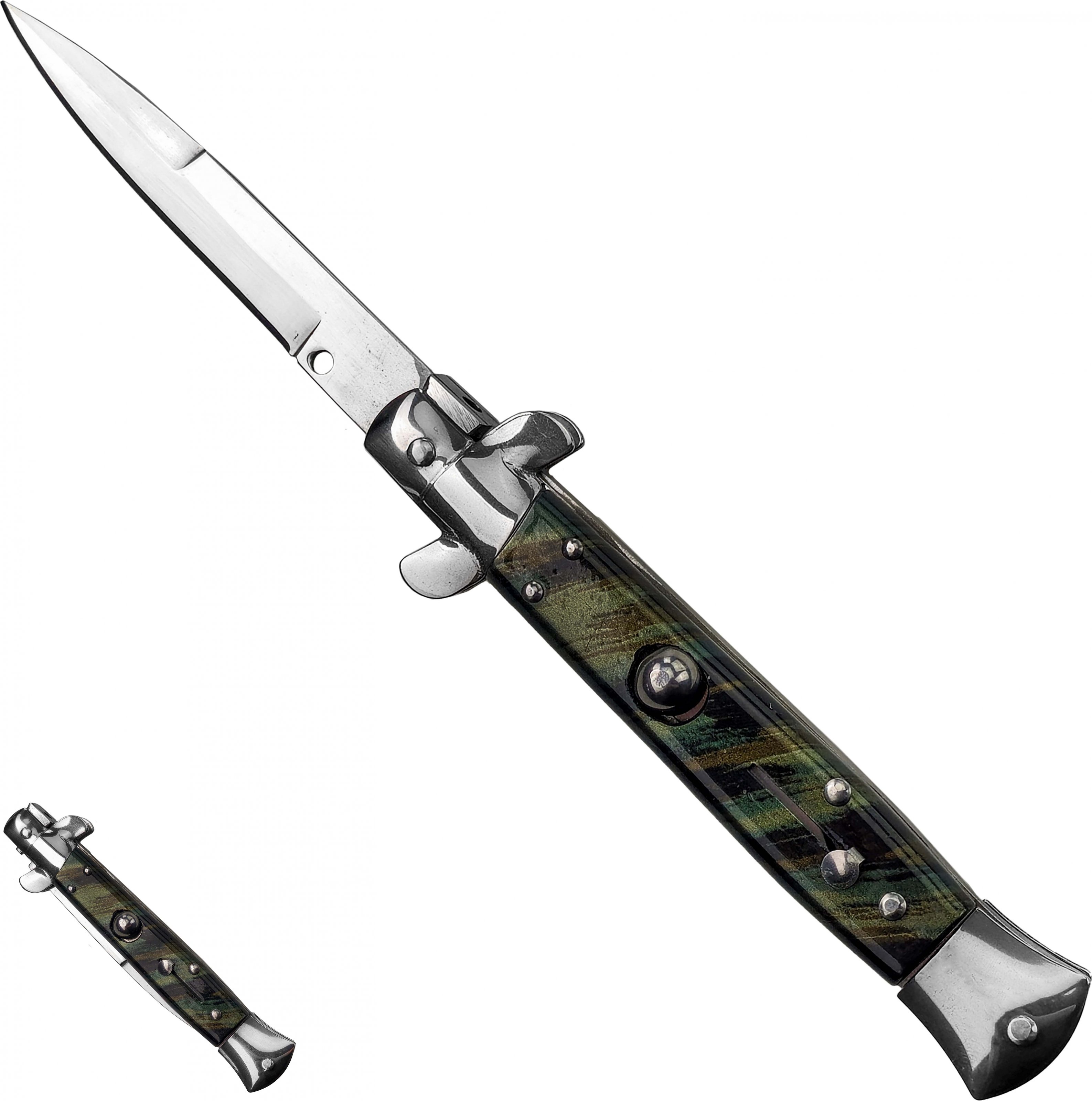 X Italský vystřelovací nůž "JUNGLE MESH" stiletto