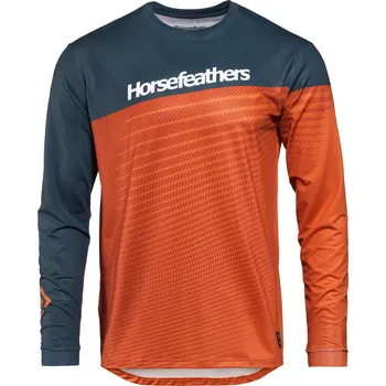 cyklistický dres Horsefeathers Quantum LS Bike Jersey - petrol/burnt orange - L - 2025