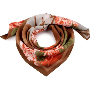 Šátek Šátek květy 65x65 cm, barva 2 béžová tmavá oranžová