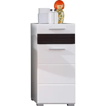 Koupelnový nábytek trendteam Koupelnová skříňka Mezzo bílá/bílá vysoký lesk 37 x 79 x 31 cm | 128080212