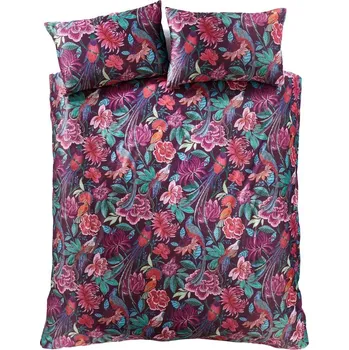 Povlečení Fialové sametové povlečení na dvoulůžko 200x200 cm Kate Floral – Catherine Lansfield ID_1747010