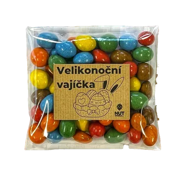 Sušená potravina Ořechy -Čokoládová velikonoční vajíčka s arašídy v celofánku se zajíčkem 200g Ořechy -Čokoládová velikonoční vajíčka s arašídy v celofánku se zajíčkem 200g