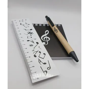 Dárkový balíček na soutěže - blok s houslovým klíčem, pero a pravítko hudební značky
