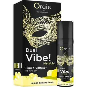 Lubrikační gel Orgie Dual Vibe! Lemon Gin and Tonic Liquid Vibrator 15 ml, slíbatelný stimulační gel s vibračním efektem